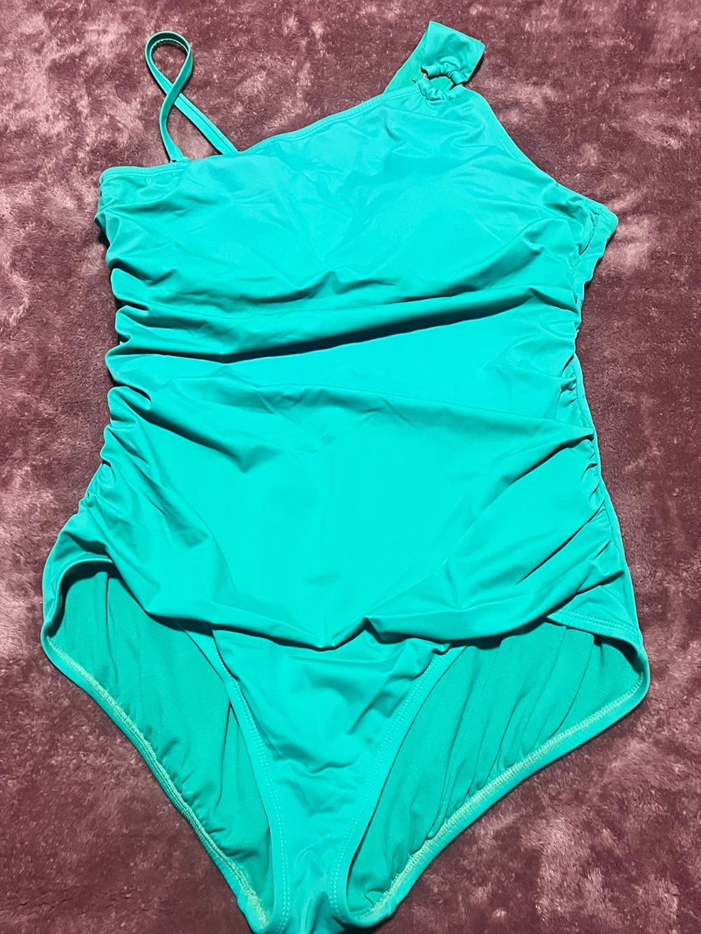 Green One-Shoulder Ruched Swimsuit